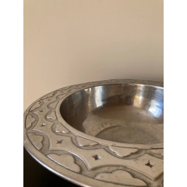 Vintage Silver Serving Bowl With Geometric Design Rim, Circa 1980s- Large For Sale - Image 12 of 12