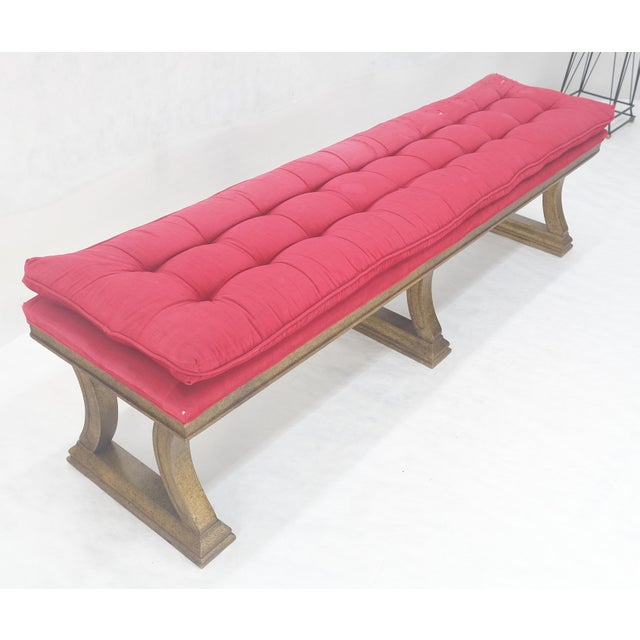 c1970s Gold Splatter Metallic Style Finish Tufted Cushion Upholstery Bench Clean For Sale - Image 12 of 12