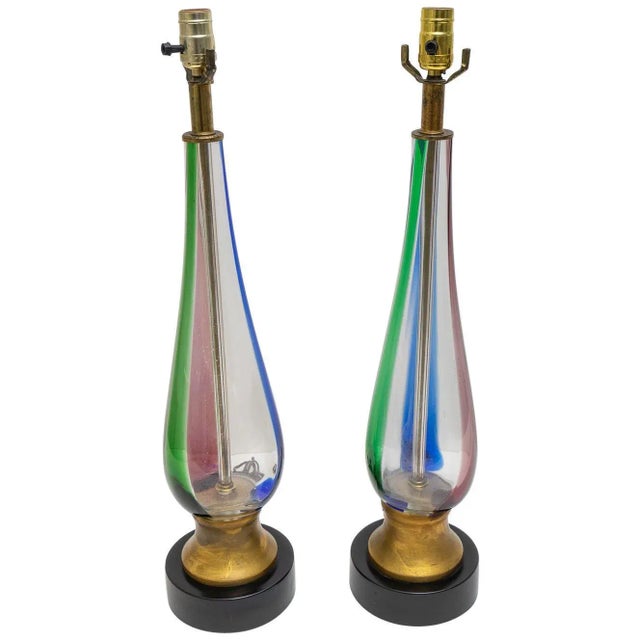Seguso Murano Marbro Lamps- A Pair For Sale - Image 9 of 9