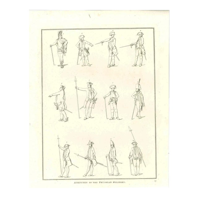 Thomas Holloway, Attitudes of the Prussian Military, Etching, 1810 For Sale