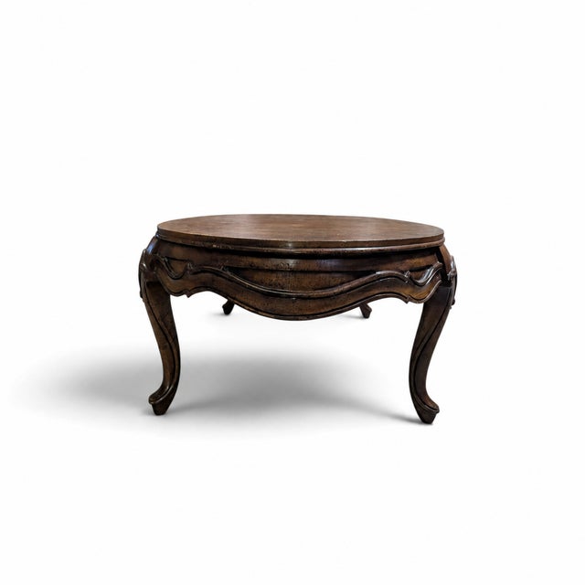 Vintage Louis XV Style Oval Coffee Table With Figured Wood Top For Sale - Image 13 of 14