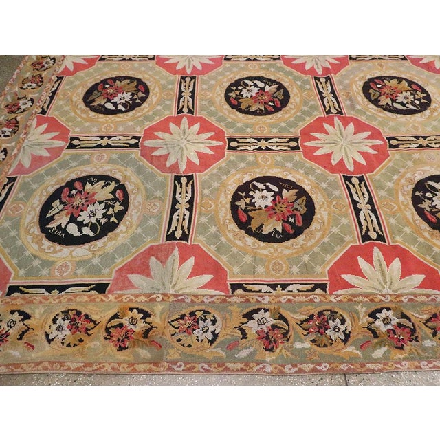 Textile Galerie Shabab Collection Early 20th Century Antique English Needlepoint Large Carpet For Sale - Image 7 of 10