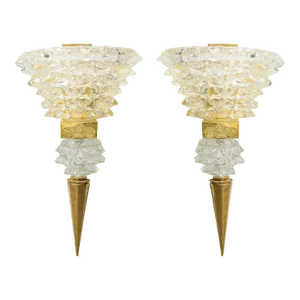 Contemporary Pair of Murano Rostrato Glass Sconces - Manner of Barovier Toso