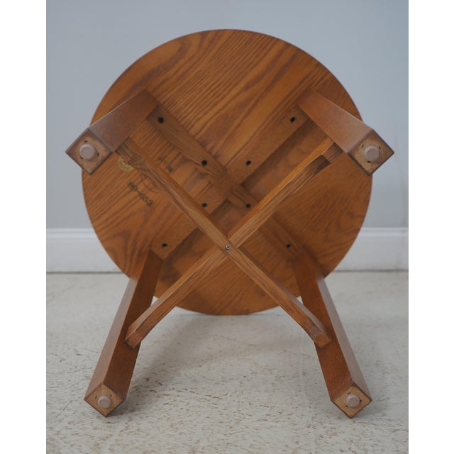 Pair Stickley Inlaid Mission Oak Round Lamp Tables For Sale - Image 12 of 13