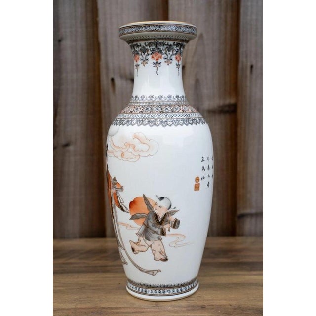 20th Century Chinese Famille Rose Grisaille and Iron Red Porcelain Vase For Sale - Image 4 of 18