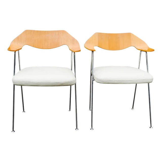 Chairs in Plywood and Chrome by Robin & Lucienne Day for Hille, 1960s, Set of 2 For Sale