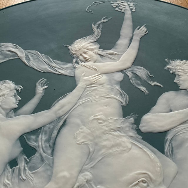 Teal Large Wall Plate/Mettlach Phanolith Charger Designed by Jean-Baptiste Stahl for Villeroy & Boch Around 1900 For Sale - Image 8 of 10