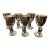 Vintage 1990s Emilia Castillo Mexican Silver Plate Glasses Goblets Green Lizards - Set of 6 For Sale