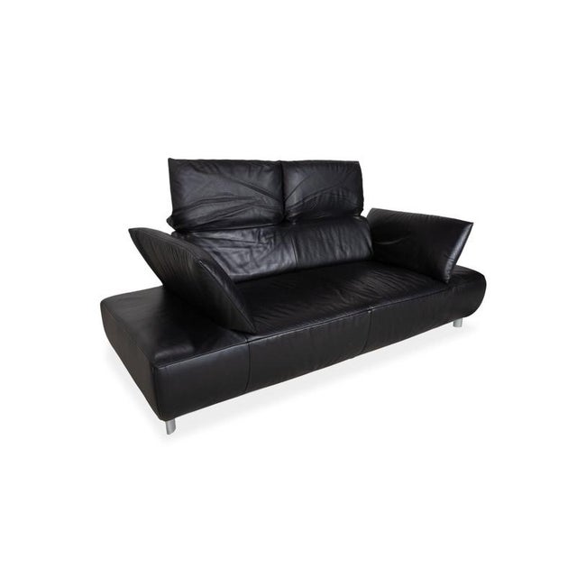 Modern Koinor Volare Two-Seater Leather Sofa Black Couch Manual Function For Sale - Image 3 of 12