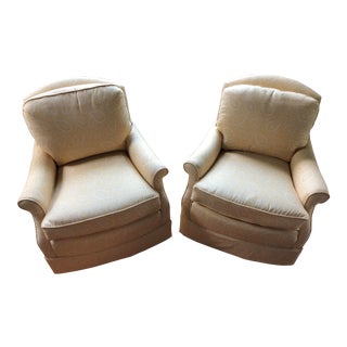 Vintage Drexel Club Chairs in Sister Parish Fabric - a Pair For Sale