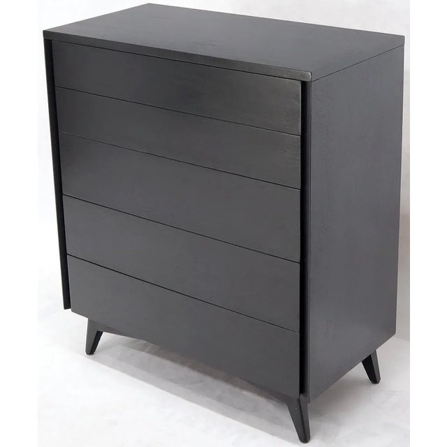 Five Drawers Black Lacquer Mahogany High Chest Dresser by John Stuart For Sale - Image 12 of 12