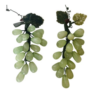 Great Pair of Large Vintage Jadeite Jade Grape Clusters For Sale