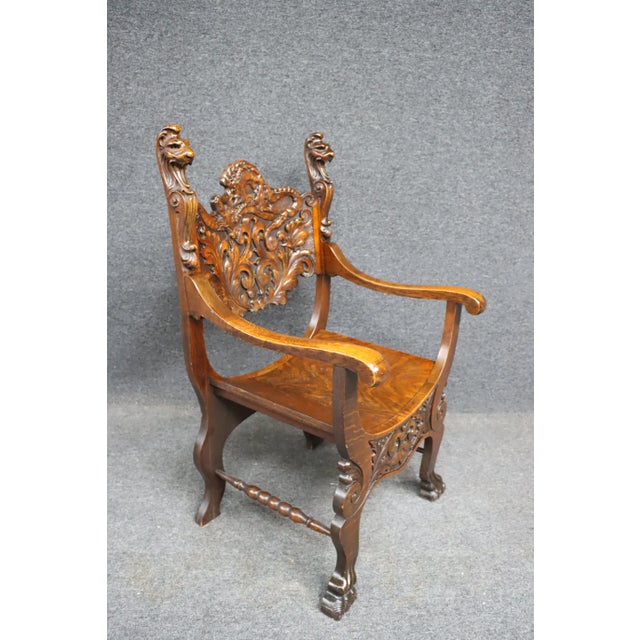 Victorian Quarter Sawn Oak Savonarola Chair For Sale - Image 10 of 12