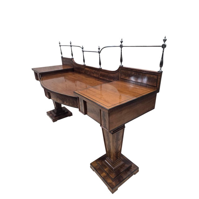 Late 19th Century Monumental Antique English Regency Revival Flame Mahogany Executive Desk For Sale - Image 10 of 12