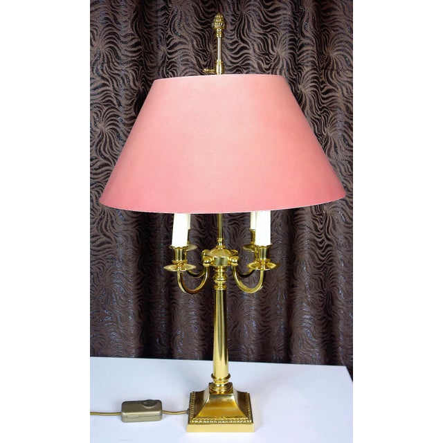 Brass 4-Light Table Lamp with Fabric Shade from Schulz & Adam, 1970s For Sale - Image 6 of 12