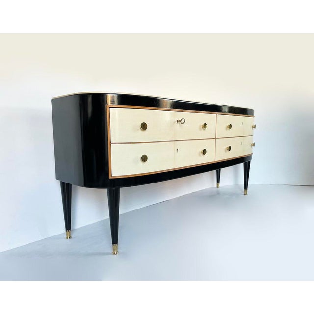 Mid-Century Chest of Drawers in Lacquered Wood and Parchment, 1950 For Sale - Image 18 of 18