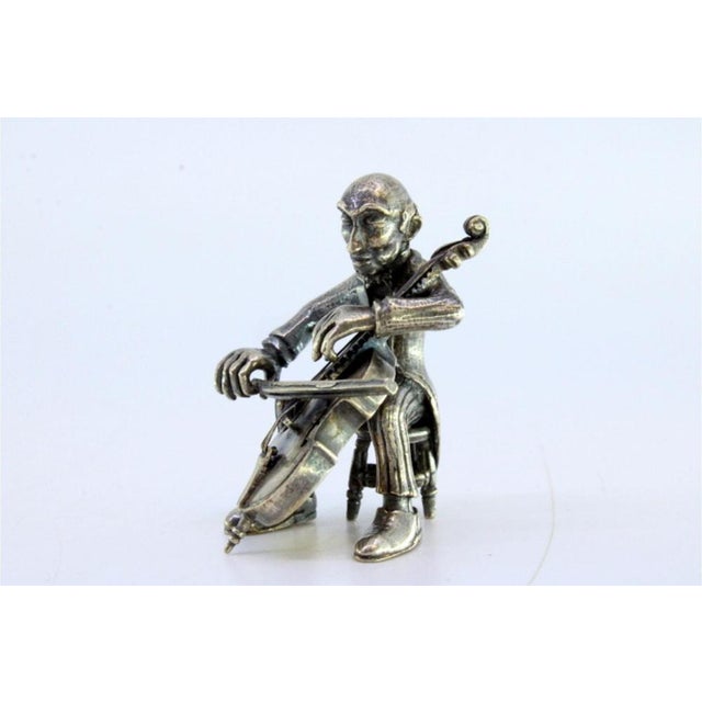 Silver Figure of Musician Playing the Cello For Sale - Image 3 of 7