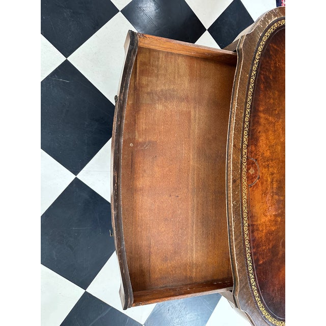 Antique Oval Coffee Table With Gold Tooling For Sale - Image 4 of 12