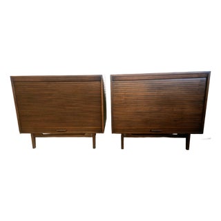 Jens Risom Tambour Door Nightstands/Cabinets- A Pair For Sale