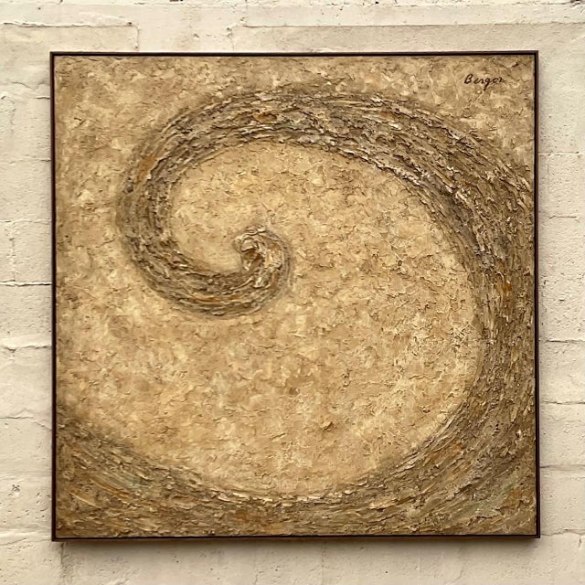 Abstract Vintage Boho Monumental Abstract Swirl Painting For Sale - Image 3 of 7
