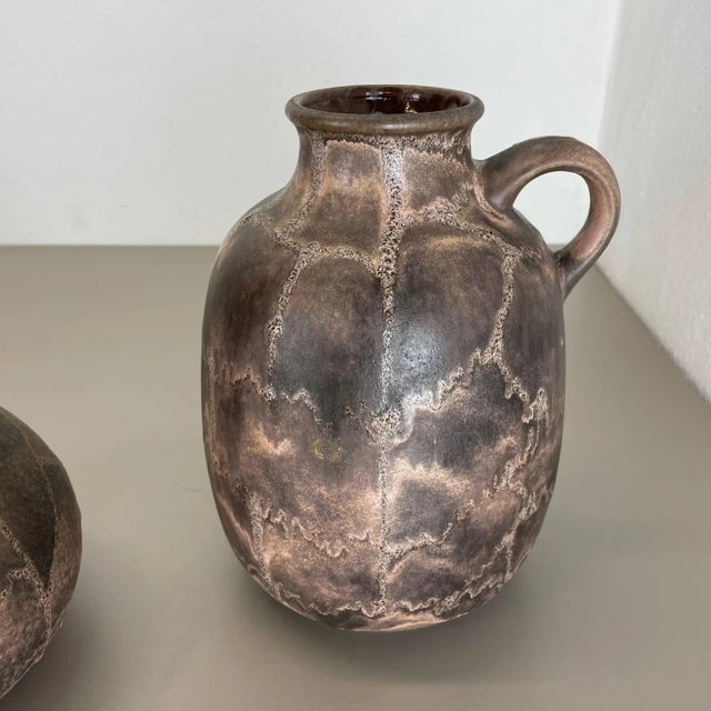 Abstract German Fat Lava Pottery Vases by Ruscha, 1960s, Set of 2 For Sale - Image 10 of 18
