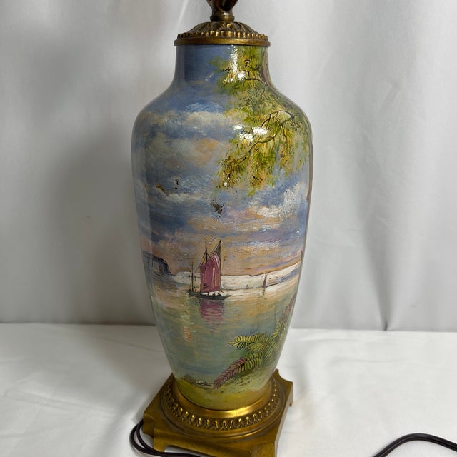Early 20th Century E. Dumas, Limoges, France Hand Painted Porcelain Lamp, Signed For Sale - Image 11 of 12
