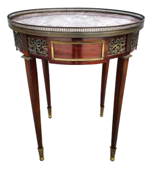 French Louis XVI Bouillotte Table With Rouge Marble Top
