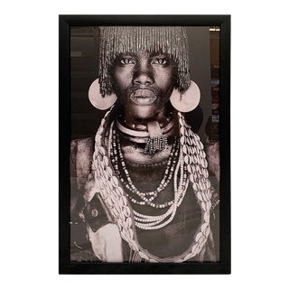 Framed Black and White African Woman Photo Portrait For Sale