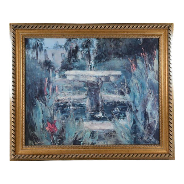 Framed Jose Luis Castrillo Print "Fuente De Los Poetas" For Sale