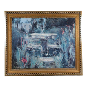Framed Jose Luis Castrillo Print "Fuente De Los Poetas"