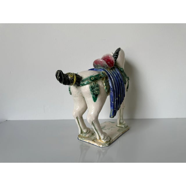 White Vintage Asian Tang Dynasty Style Ceramic Horse Figurine/ Sold For Sale - Image 8 of 12