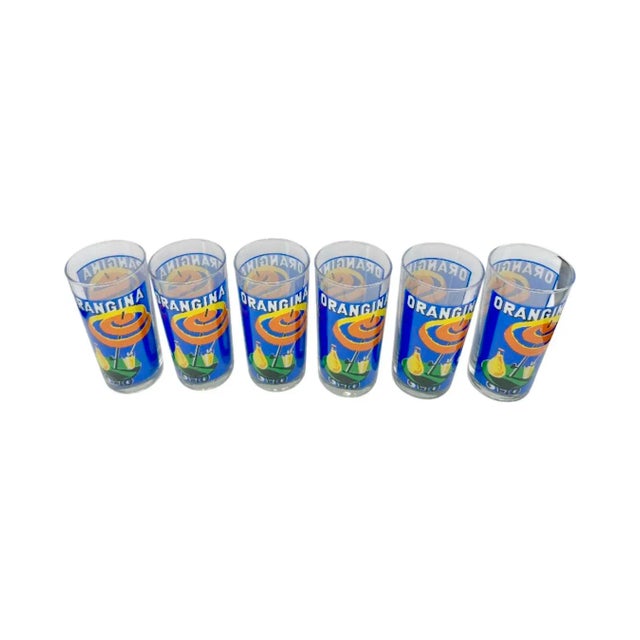 Vintage Set 6 Orangina Drinking Glasses For Sale - Image 14 of 15