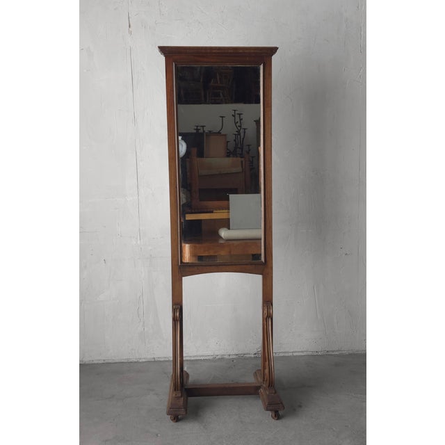 Antique European Style Standing Wood Dressing Floor Mirror For Sale - Image 4 of 8