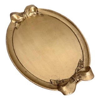 Vintage Italian Gold Leaf Wood Serving Tray For Sale