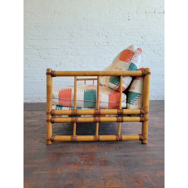 Wood 1970s Bamboo Sofa in "Kabul" by Brunschwig & Fils For Sale - Image 7 of 14