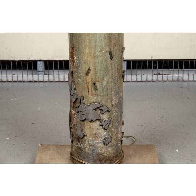 Antique Floor Lamp From Repurposed Industrial Wallpaper Textile Printer For Sale - Image 12 of 16