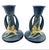 1940s Pair of 1940s Roseville Zephyr Lily Bermuda Blue Candlestick Holders For Sale - Image 5 of 10