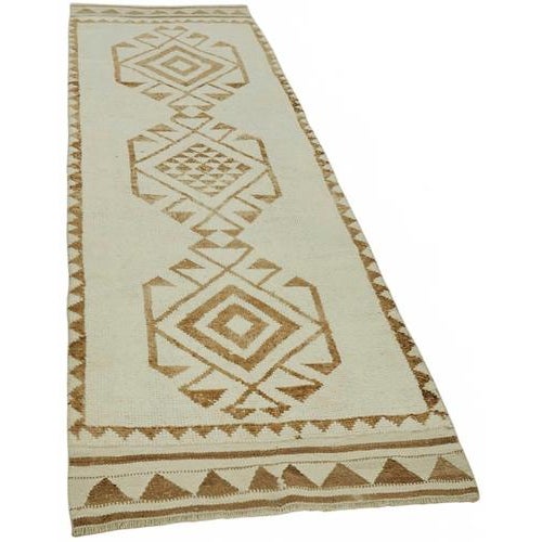 Textile Beige Bohemian Runner Rug For Sale - Image 7 of 7