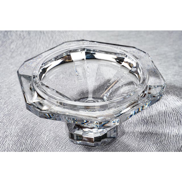 Substantial Faceted Orrefors Sweden Crystal Biscuit Jar Designed by Olle Aberius Home Decor For Sale - Image 9 of 14