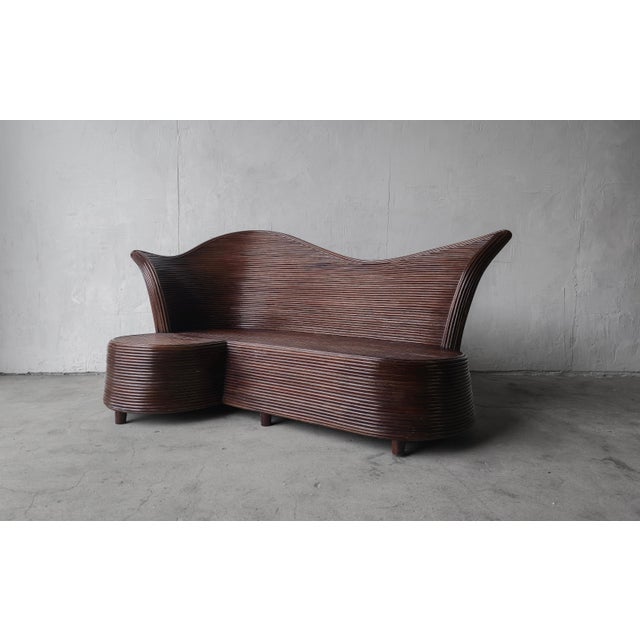 Lovely and completely on trend. Never seen another bamboo piece quite like this one. This beautiful reeded bamboo chaise...