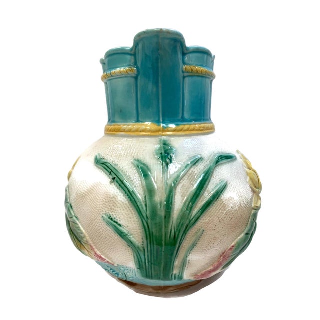 Antique Majolica Water Lily Pitcher Chairish