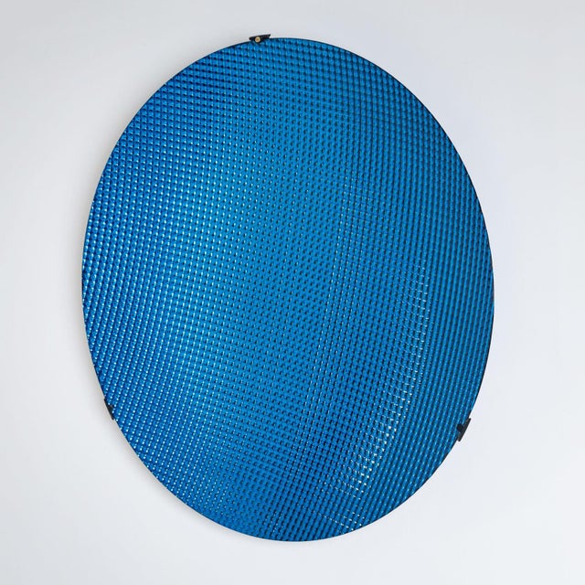 Italian 21st Century Large Concave Disc in Blue Glass by Roberto Giulio Rida, Italy For Sale - Image 3 of 18