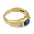 Vintage Sapphire Diamond Bezel Set 18k Yellow Gold Ring, Size 5.5 For Sale - Image 4 of 6