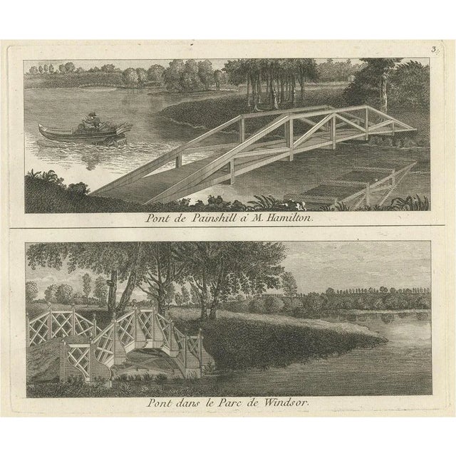 Georg Louis le Rouge, The Bridge of Painshill & Windsor Park, 1785, Paper For Sale