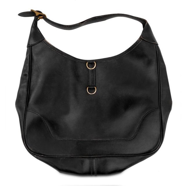 Modern Hermes Black Leather Trim Handbag For Sale - Image 3 of 13