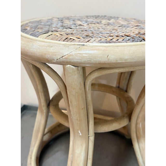 Mid-Century Modern 1970s Rattan Woven-Top Footstool For Sale - Image 3 of 4