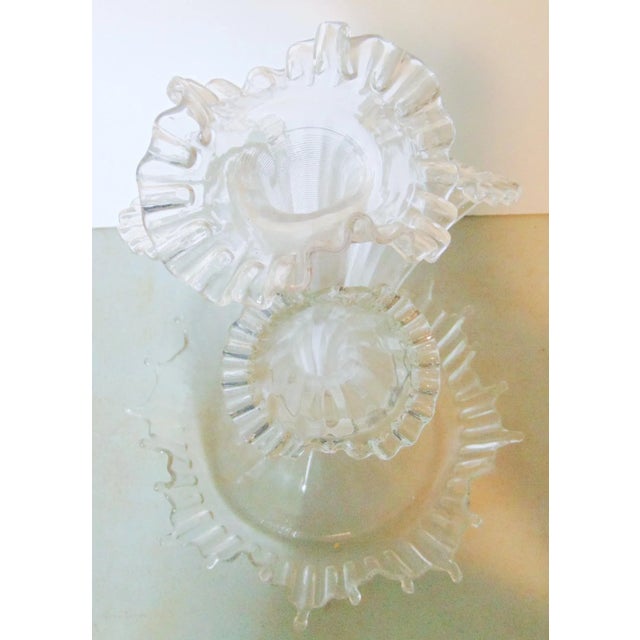 Victorian Clear Ruffled Glass Epergne For Sale - Image 4 of 5