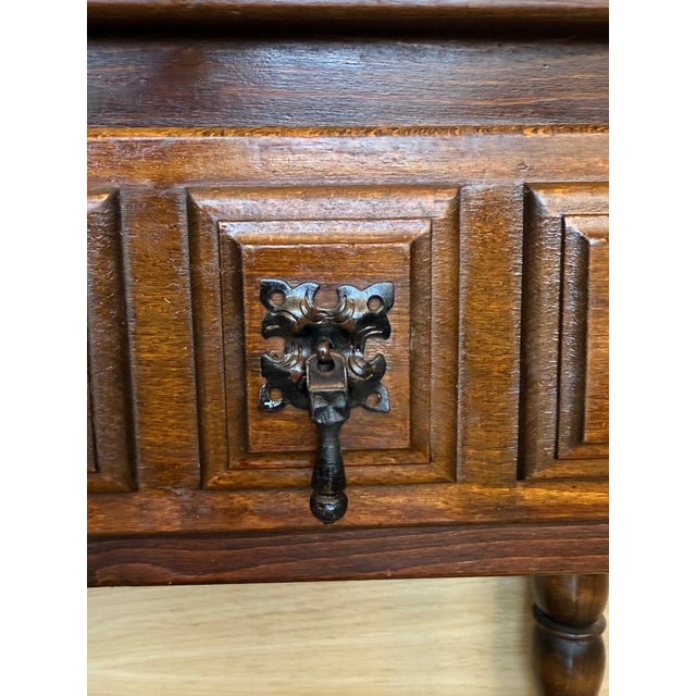 Spanish Console Table with Two Carved Drawers, 1940s For Sale - Image 13 of 18
