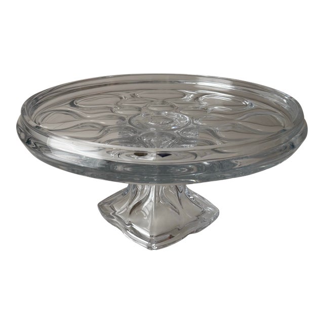1980s Optic Bohemian Crystal Cake Stand For Sale