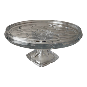 1980s Optic Bohemian Crystal Cake Stand